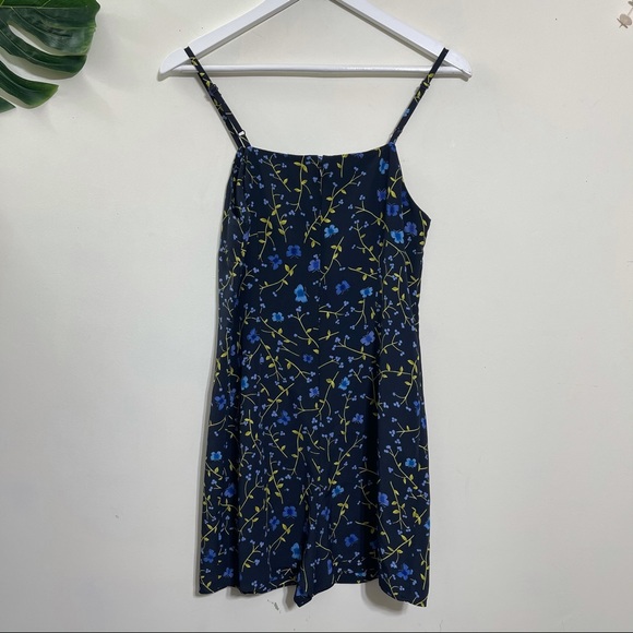 (SOLD) 90s Floral Sleeveless Mini Romper Dress Black 7/8 by Express World - Picture 8 of 12